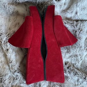 Amazing true vintage open toe suede red mules